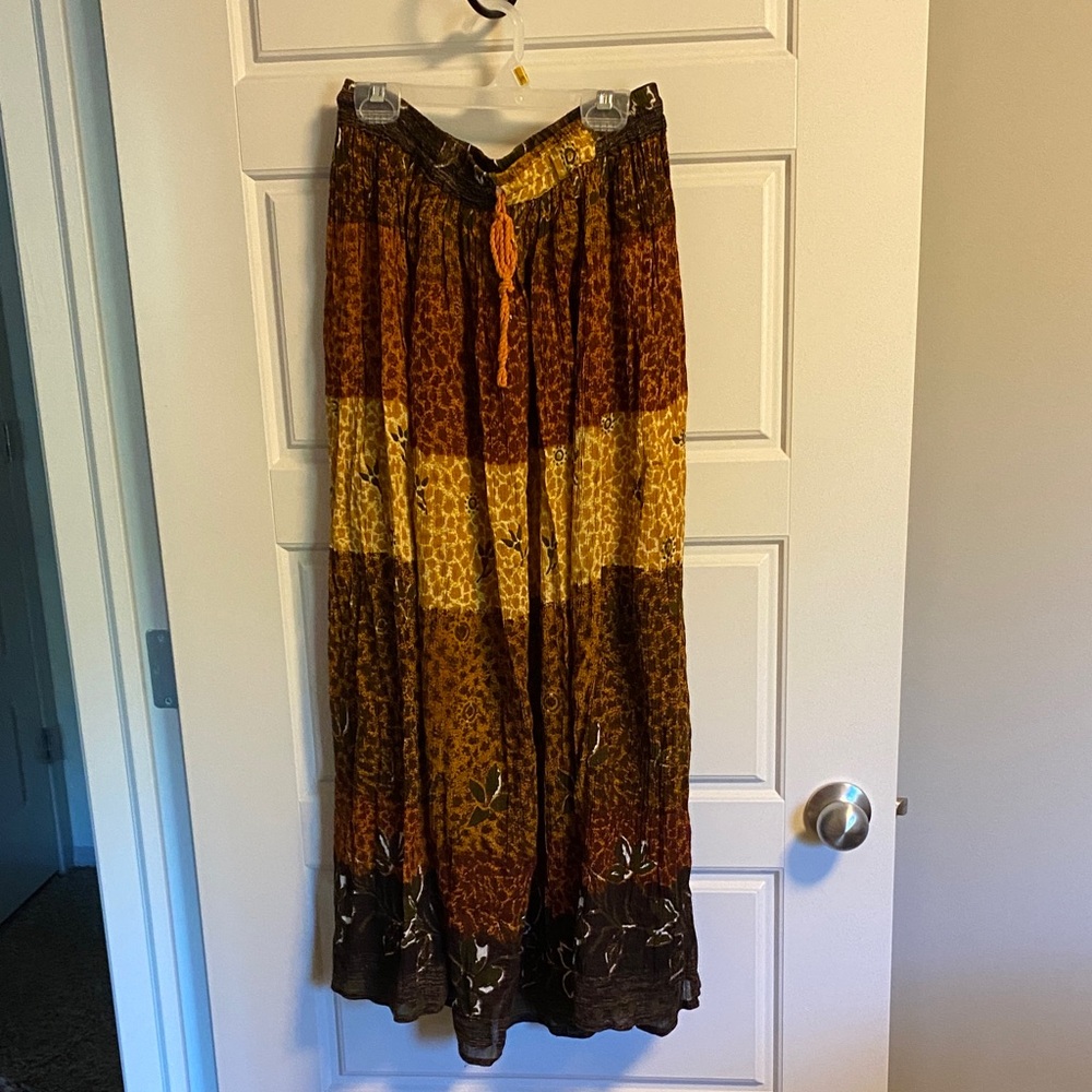 Papaya A-Line Skirt - Brown and Yellow